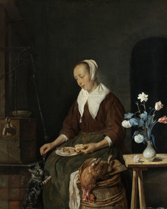 Woman Eating, Known as ‘The Cat’s Breakfast’ by Gabriël Metsu