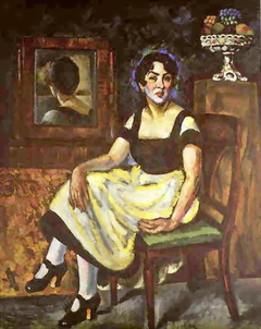 Woman portrait with a mirror by Ilya Mashkov