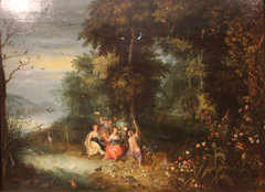 Wooded landscape with the four elements by Abraham Govaerts