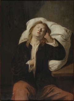 A Boy Sleeping against a Pillow by David Ryckaert III