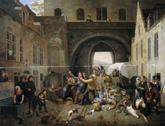 A Collision at the Porte de Hal, Brussels by Constantinus Fidelio Coene