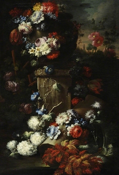 A Garland of Flowers with Ruined Masonry by Gasparo Lopez