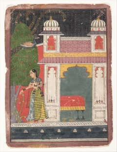 A Heroine Plucking a Flower:  Page from a Dispersed Nayikabheda by Anonymous