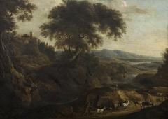 A Landscape with a Herdsman and Goats by Dutch School