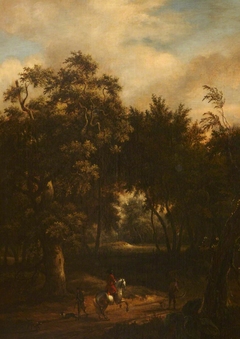 A Wooded Landscape with Rider on a Prancing White Horse by Anonymous