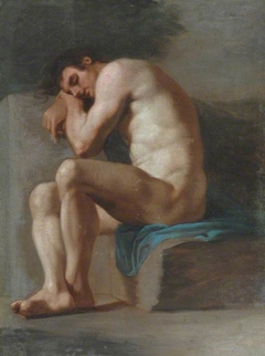 Academic Study of a Seated Male Nude by Pierre Subleyras