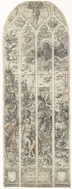 Adam en Eva na de verdrijving uit het paradijs by Dirck Pietersz. Crabeth