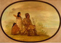 An Old Nayas Indian, His Granddaughter, and a Boy by George Catlin