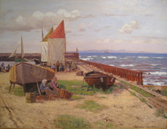 Beach scene from Denmark by Nils Hansteen