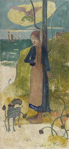 Breton Girl Spinning by Paul Gauguin