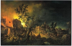 Conflagration at Night by Johann Georg Trautmann