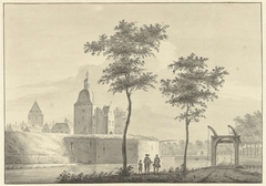 De Leidse Poort te Woerden by Theodorus Cornelis Schutter