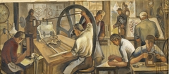 Early Clockmaking (mural study, Thomaston, Connecticut Post Office) by Suzanne McCullough