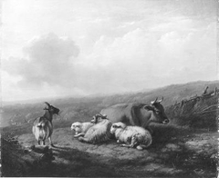 Een bergachtig landschap met rustend vee by Eugène Verboeckhoven