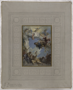 Esquisse pour l'escalier d'honneur de la mairie de Pantin : Le Travail sous l'égide de la République amène l'abondance et la prospérité (plafond) by Henri Leopold Levy