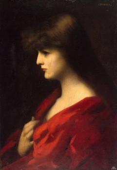 Étude de femme en rouge by Jean-Jacques Henner