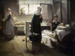 Evangeline Discovering Her Affianced in the Hospital by Samuel G. Richards