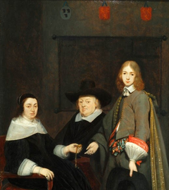 Family portrait of Antonie Charles de Liedekercke, wife Willemina van Braeckel and son Samuel by Gerard ter Borch