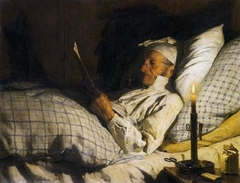 Farmer reading in Bed I by Albert Anker