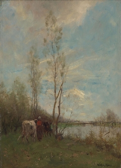 Farmer's Wife with Cattle near a Small River (Summer Day) by Willem Maris