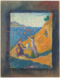 Femmes au puits. Esquisse III ; Vue du port de Saint-Tropez by Paul Signac