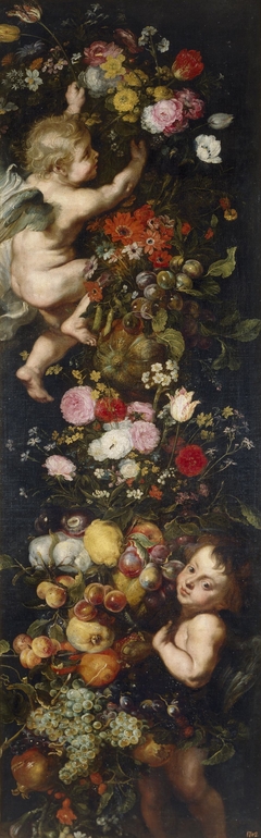 Festón de flores y frutas y angelotes by Jan Brueghel the Elder