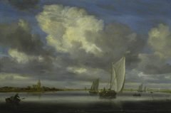 Fishing and Sailing Boats under a Broad Sky by Salomon van Ruysdael