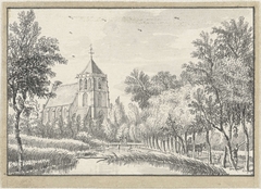 Gezicht op de kerk van Leerbroek by Jan de Beijer