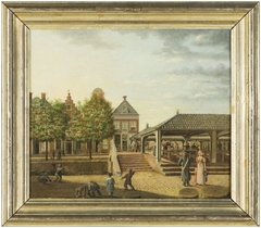 Gezicht op Korenmarkt te Leeuwarden by Isaac Reijnders