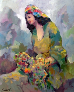 Girl with Flowers by Sardar Kestay