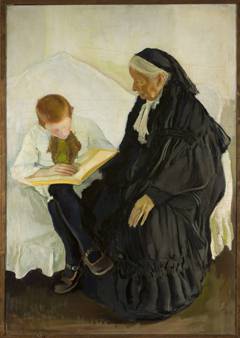 Grandma and grandson. by Konrad Krzyżanowski