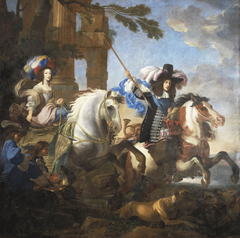 Henriette of Savoy and Ferdinand of Bavaria at the hunt by Jan Miel