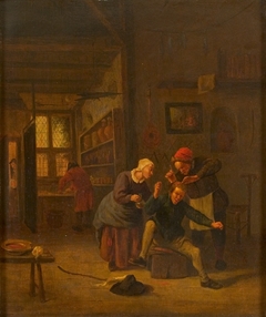 Het snijden van de kei by Jan Steen