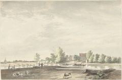 Het veerhuis aan de Lek bij Schoonhoven by Joseph Adolf Schmetterling