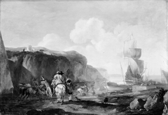 Hunting Party by a Southern Harbour by Abraham Begeyn