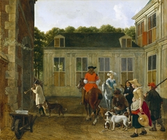 Hunting Party in the Courtyard of a Country House by Ludolf Leendertsz de Jongh