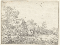 Hutten langs een weg by Pieter de Molijn