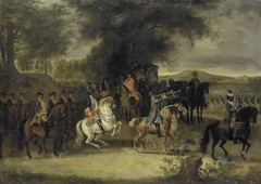 Inspection of a Cavalry Regiment, perhaps by William of Hesse-Homburg by Cornelis Troost