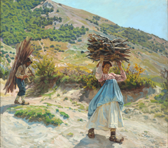 Italians collecting firewood. by Peter Hansen