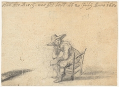 Jongeman zittend op een stoel by Harmen ter Borch