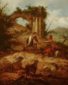 Landscape with Shepherd and Shepherdess by Jacobus Mancadan