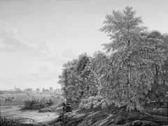 Landschap bij Utrecht met twee figuren by Jacob Constantijn Martens van Sevenhoven