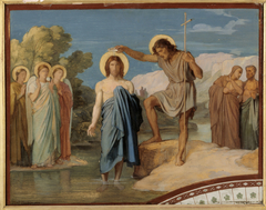 Le baptême du Christ Esquisse pour le décor de la nef de l'église Saint-Germain-des-Prés by Hippolyte Flandrin