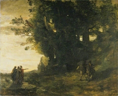 Macbeth et les sorcières by Jean-Baptiste-Camille Corot