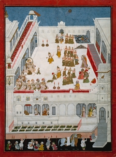 Maharana Jagat Singh II and Nobles Watching the Raslila Dance Dramas by Anonymous