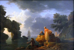 Meeresbucht bei untergehender Sonne by Joseph Vernet