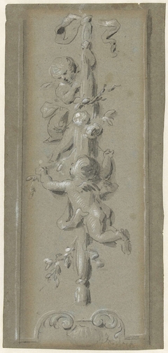 Ontwerp voor een wandbespanning met twee putti by Unknown Artist