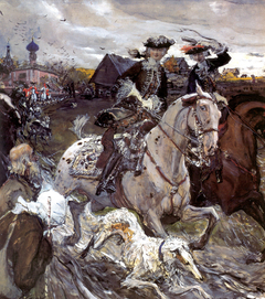 Peter II and Princess Elizabeth Petrovna Riding to Hound by Valentin Serov