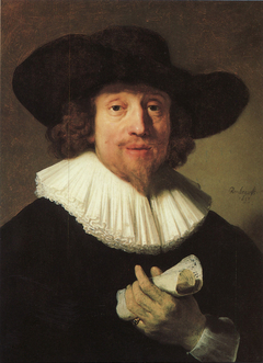 Portrait of a Musician with a Sheet of Music in his Hand by Rembrandt