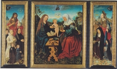 Portrait of Dirck van Heemskerck van Beest & sons with John the Baptist, Madonna and Child with St Anne, and Gertruid van Diemen & daughter with Mary Magdalene by Master of Frankfurt